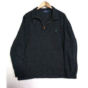 Polo Ralph Lauren 1/4 Zip Sweater Men’s XL Gray Embroidered Green Pony